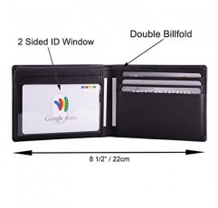 DiLoro RFID 남성용 슬림 가죽 여행용 지갑 Bifold Top Flip 2 ID Windows(나파 블랙)