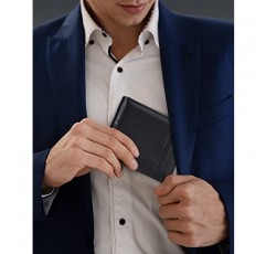 Swallowmall 남성용 지갑 RFID 정품 가죽 이중 지갑, ID 창 16 카드 소지자 선물 상자