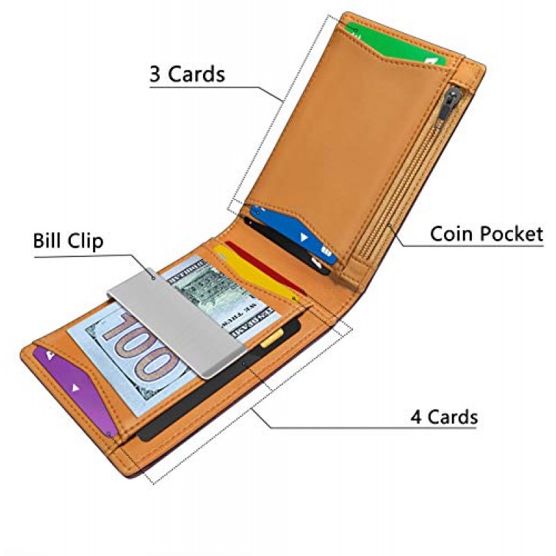 BULLIANT 슬림 지갑 남성용, 가죽 지갑 남성용 프론트 포켓 카드 소지자 3 