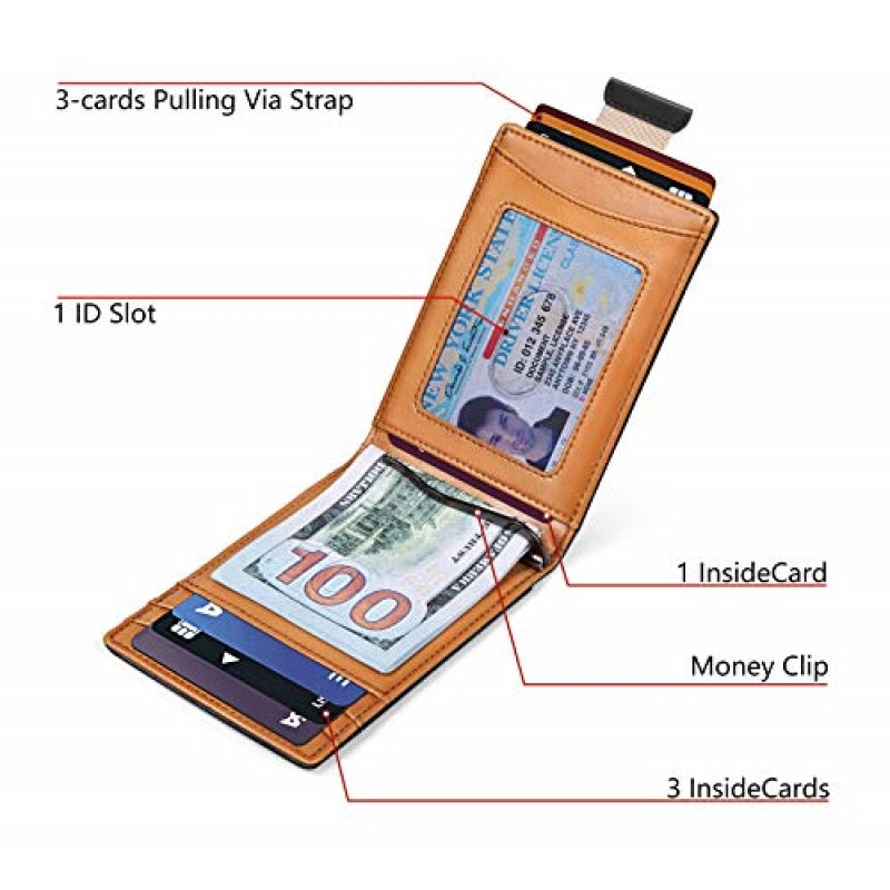 BULLIANT 슬림 지갑 전면 포켓, 머니 클립 남성용 최소 이중 지갑 카드 10장 3.1