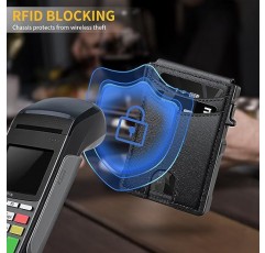 SEMORID 미니멀리스트 남성용 지갑, RFID 차단 신용 카드 홀더(머니 클립 포함), 슬림 이중 지갑(선물 상자 포함)(클래식 블랙)