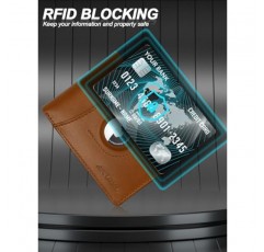 Jowlroel 남성용 에어태그 지갑 - RFID 차단, ID 창 2개, 카드 홀더 12개, 지폐 분배기 2개, 에어태그 홀더가 포함된 탑 그레인 가죽 이중 지갑 - 세련된 선물 상자