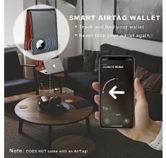 BROSHOPP AirTag 지갑 남성용, 이중 정품 가죽 Rfid 차단 AirTag 지갑(현금 슬롯 ID 창 포함), 호환 가능한 Apple Air Tag 홀더(선물 상자 포함)