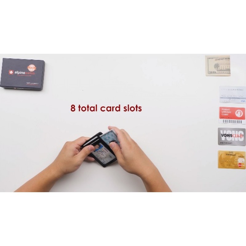 Alpine Swiss Dermot 남성용 RFID 안전 머니 클립 전면 포켓 지갑 가죽 선물 상자에 들어 있음 블랙