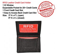 Marshal® RFID 차단 남성용 가죽 확장형 명함 케이스 지갑