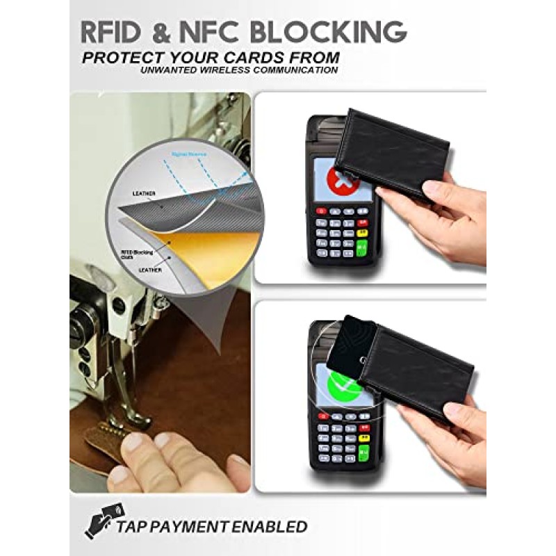 TOYFID 남성용 팝업 지갑 카드 소지자 RFID 차단 가죽 머니 포켓 슬림 지갑 미니멀리스트 명함 케이스 최대 11개 신용 카드(검은색)