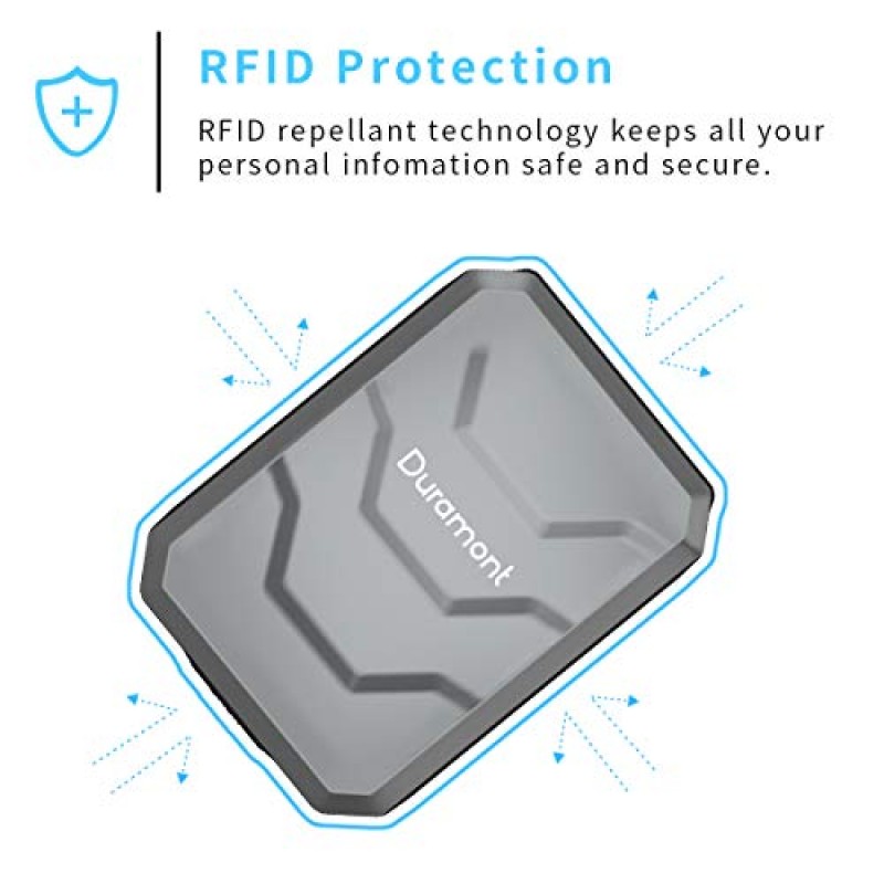 Duramont 알루미늄 지갑 신용 카드 소지자(RFID 차단 보호 기능 포함) - 카드 10장과 현금 보관 가능