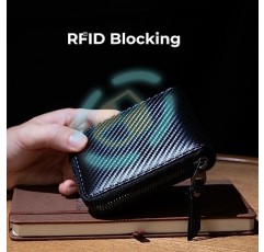 Alldaily RFID 차단 지퍼 지갑 RFID 카드 홀더(블랙 & 오렌지)