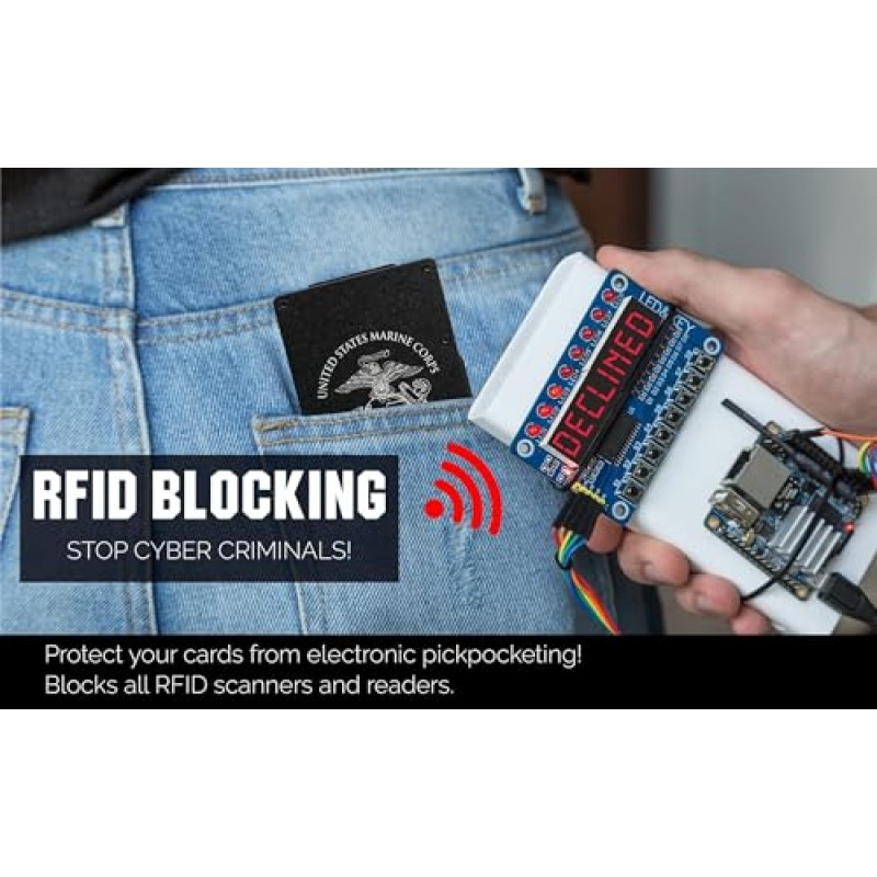 군 재향 군인 제품 USMC RFID 차단 금속 머니 클립 지갑 | 슬림하고 안전한 해병대 남성용 지갑 - 장애인 USMC 수의사 소유 중소기업