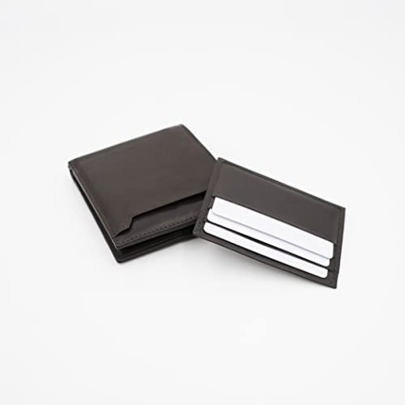 AG 지갑 가죽 남성용 슬라이딩 2-in-1 이중 지갑, 탈착식 미니멀 ID 지갑 및 카드 홀더(브라운)