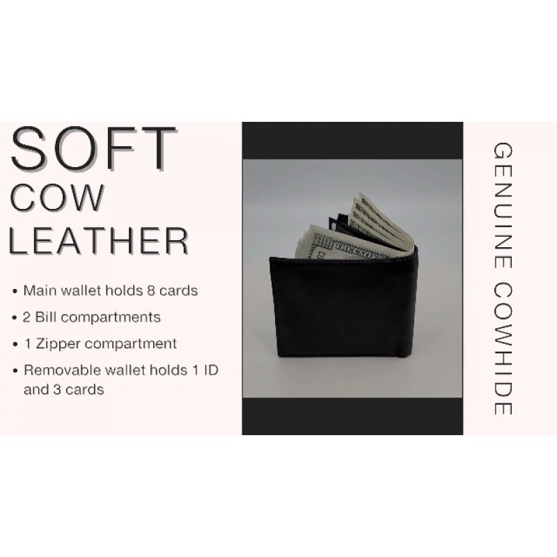 AG 지갑 가죽 남성용 슬라이딩 2-in-1 이중 지갑, 탈착식 미니멀 ID 지갑 및 카드 홀더(브라운)