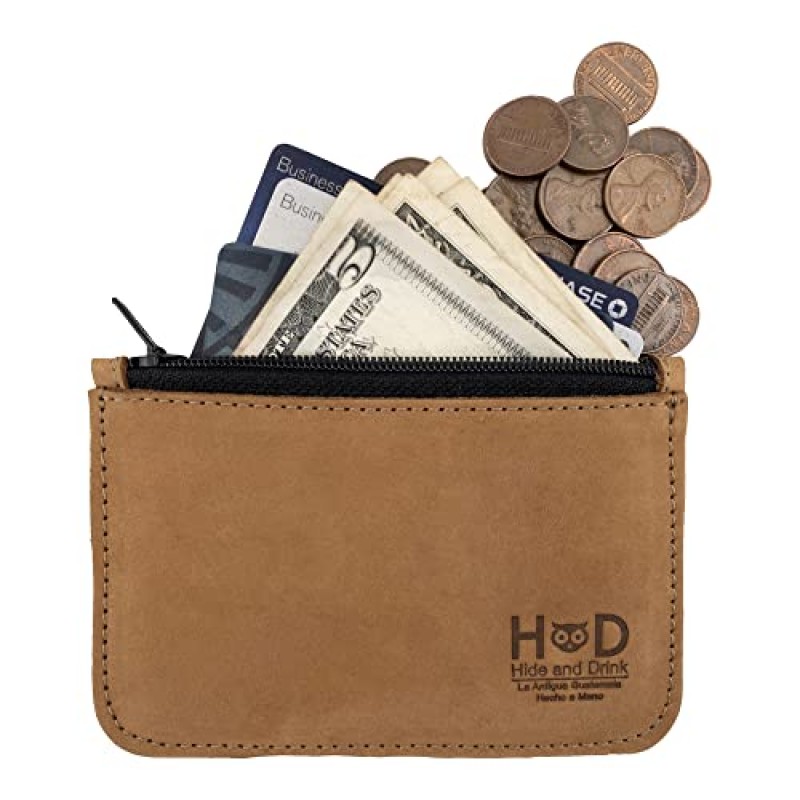 숨바꼭질, 풀 그레인 가죽 지퍼 지갑, 카드 케이스, 접이식 지폐 보관함, 동전 정리함, 여행용 액세서리, 수제, 오래된 담배