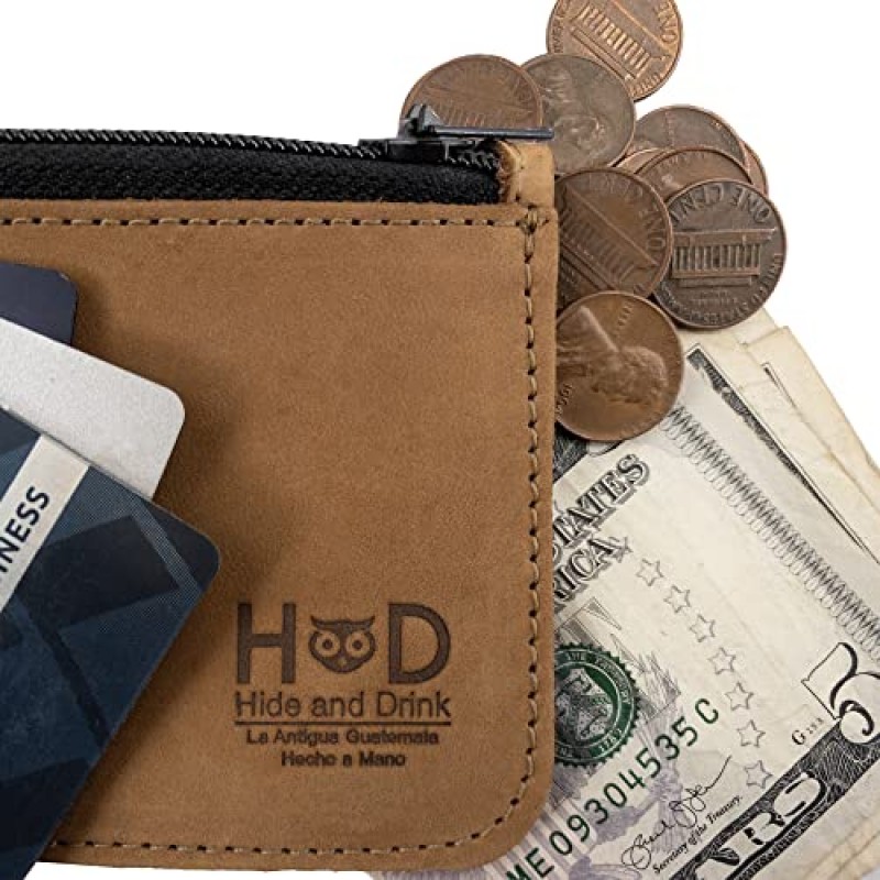 숨바꼭질, 풀 그레인 가죽 지퍼 지갑, 카드 케이스, 접이식 지폐 보관함, 동전 정리함, 여행용 액세서리, 수제, 오래된 담배