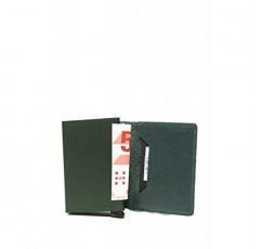 SECRID - 시크리드 슬림 지갑 정품 오리지널 가죽, 최대 12장까지 수납 가능한 RFID 안전 카드 케이스 (그린)