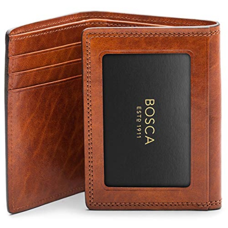 보스카 남성용 더블 I.D. Dolce Leather 삼중 폴더 - RFID