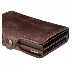Secrid 트윈 지갑, 빈티지 초콜릿, RFID 보호 기능이 있는 천연 가죽, 최대 16개의 카드 보관 가능