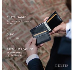 남성용 Ekster 자석 가죽 지갑 | LWG 인증 남성용 지갑 | RFID 차단 레이어를 갖춘 미니멀리스트 지갑 | 빠른 카드 출입을 위한 슬림하고 모던한 폴더형 지갑(블랙)