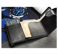 PULARYS SOLO 미니 지갑 - 신용 카드 지갑 - 이탈리아 가죽으로 제작 - RFID 차단 - 최대 9개의 카드 슬롯 - 전면 포켓 지갑 - 남성용 및 여성용 - 클래식