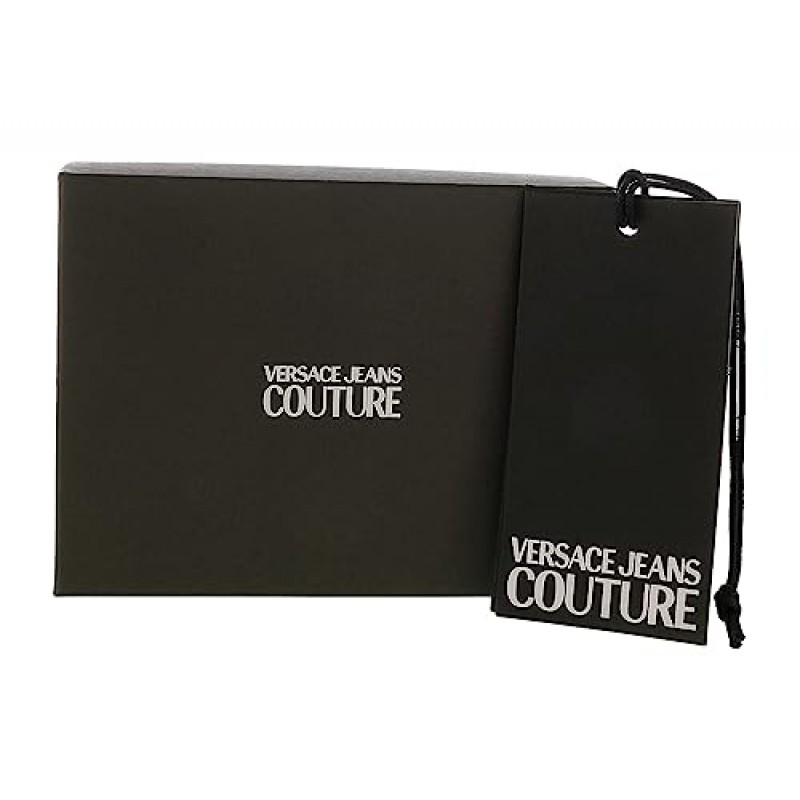 Versace Jeans Couture 남성용 블랙 골드 가죽 바로크 브러시 패턴 카드홀더