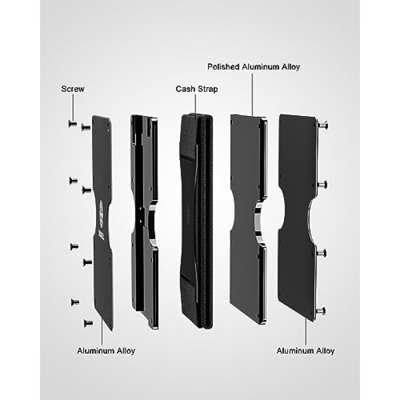 남성용 미니멀리스트 지갑 - 탄소 섬유 RFID 슬림 지갑 금속 현금 스트랩이있는 전면 포켓 신용 카드 소지자 지갑