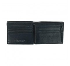 Mancini Bellagio 톱 그레인 가죽 RFID 보안 센터 윙 지갑(동전 주머니 포함), 블랙