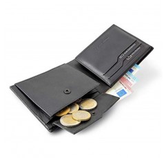 ColdFire 전술적 탄소 섬유 지갑(동전 주머니 및 남성용 ID 창 포함) - 수제 EDC 정품 K-가죽 - 슬림 이중 접이식 RFID 신용 카드 소지자