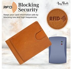 Tony Perotti 남성용 이탈리안 가죽 슬림 머니 클립 지갑 - 신용 카드 슬롯이 있는 이중 울트라 슬림 RFID 지갑