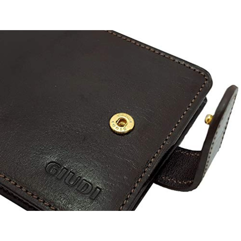 Giudi Splendid Slimfold 남성용 지갑 Made in Italy - 아름다운 부드러운 천연 가죽 - 현금 포켓 2개 - 카드 홀더 8개 - 버튼 스냅 클로저 - 남성용 최고의 선물
