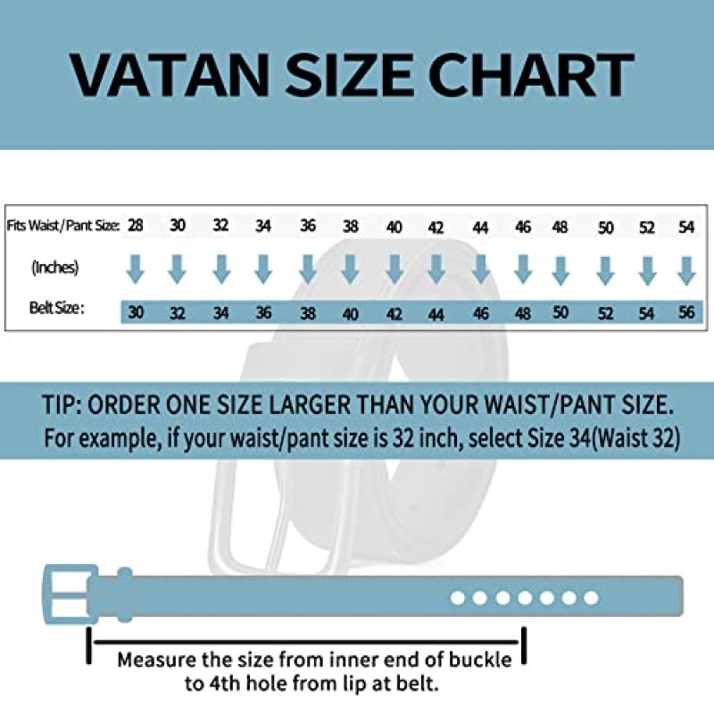 VATAN 남성용 정품 가죽 캐주얼 매일 청바지 벨트, 1 3/8