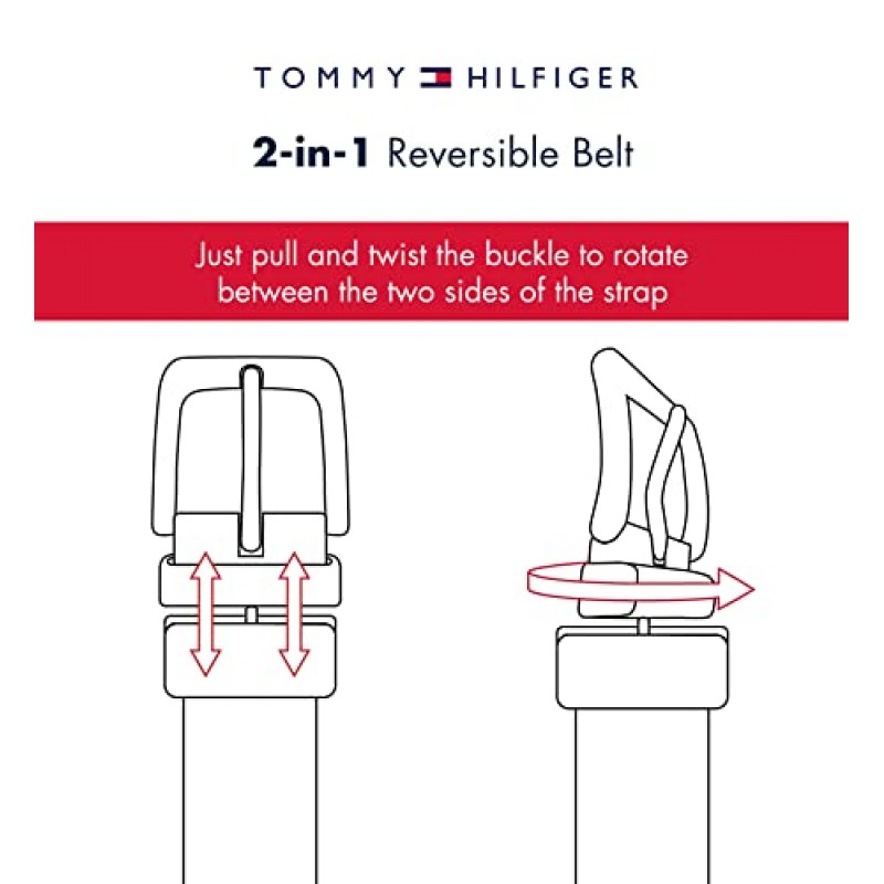 타미힐피거 남성용 리버서블 투인원 회전 버클 벨트