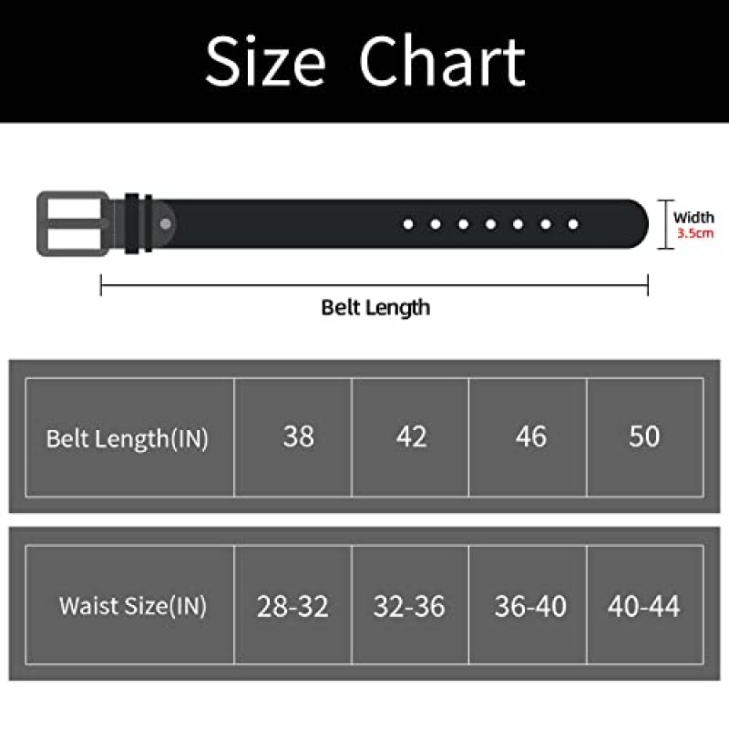maikun 남성용 블랙 가죽 벨트, 남성용 캐주얼 복장 벨트, 클래식 디자인 남성용 가죽 작업 벨트