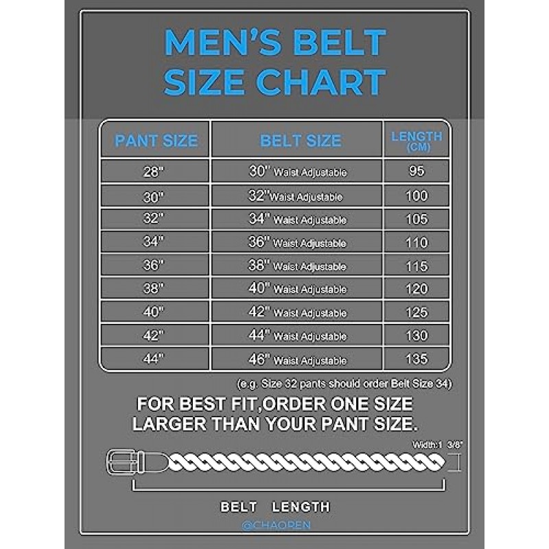 CHAOREN 남성용 탄성 우븐 벨트 - 골프 바지용 남성용 캐주얼 브레이드 벨트 1 3/8