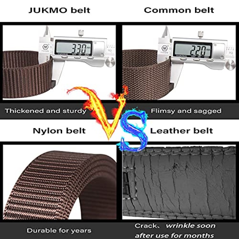 JUKMO 남성용 래칫 벨트, 자동 슬라이드 버클이 있는 나일론 웹 전술 벨트