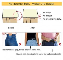 SUOSDEY 남성과 ​​여성을 위한 버클 없음 탄성 스트레치 벨트, 청바지 바지를 위한 편안한 보이지 않는 벨트