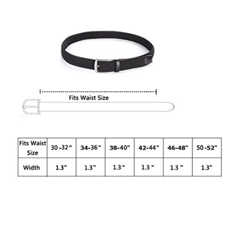 Weifert 남성용 스트레치 우븐 1.3인치 와이드 탄성 브레이드 벨트