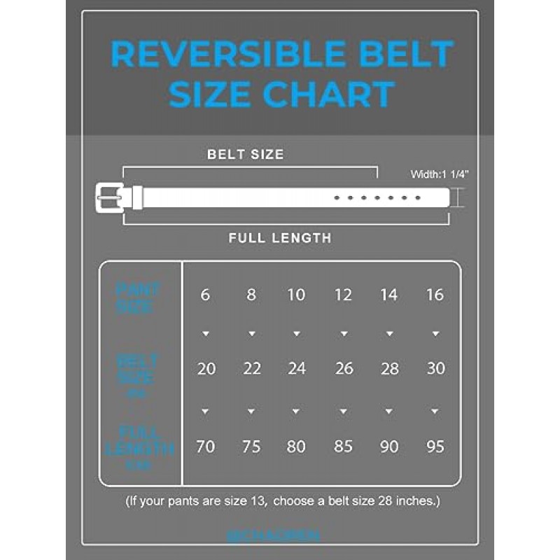 CHAOREN 대부분의 크기 소년용 양면 벨트 사용하기 쉽고, 어린이 가죽 벨트 1.25