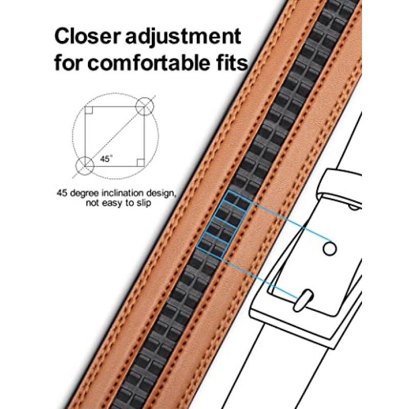 NUTRAVEL 남성용 가죽 벨트 - 조정 가능한 래칫 남성용 벨트 - 트리밍이 가능한 업무용 드레스 벨트 비즈니스 및 캐주얼