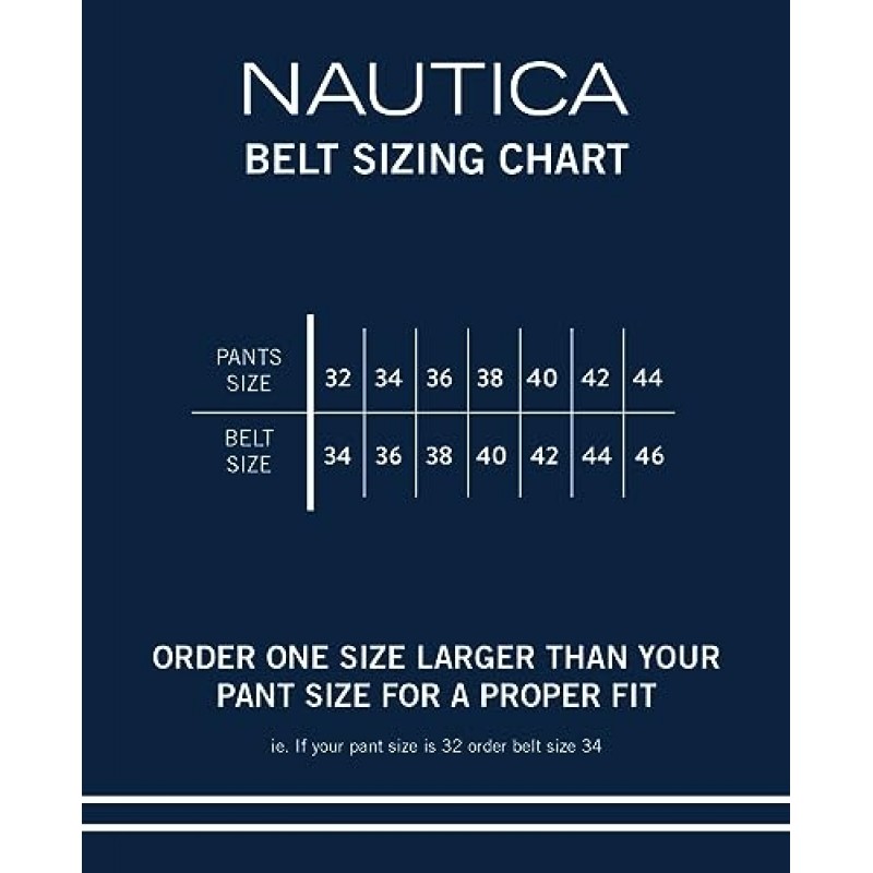 Nautica 남성 캐주얼 패딩 가죽 벨트, 시그니처 장식 포함