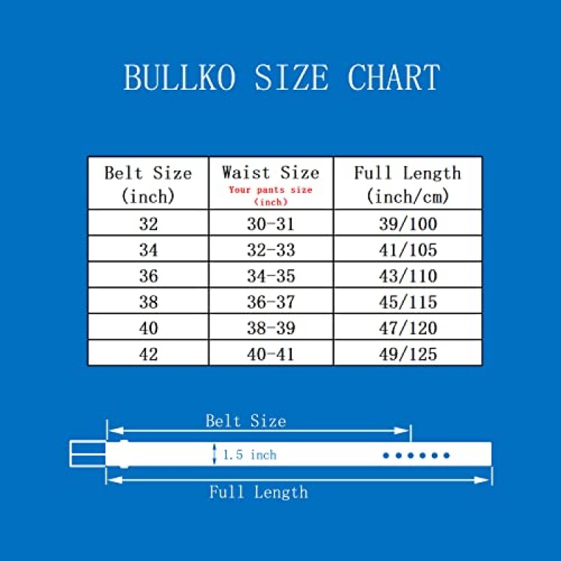 Bullko 남성용 캐주얼 정품 가죽 드레스 벨트(청바지용)