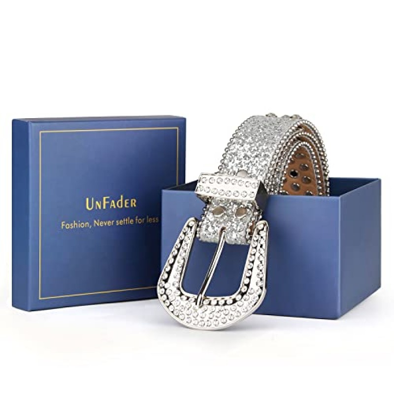 UnFader Womens Men 라인 석 서양 벨트 블링 카우걸 디자이너 다이아몬드 박힌 벨트 청바지
