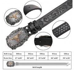 Jadive 서양 가죽 버클 벨트 카우보이 롱혼 황소 패턴 버클 벨트 꽃 새겨진 버클 벨트 남성용