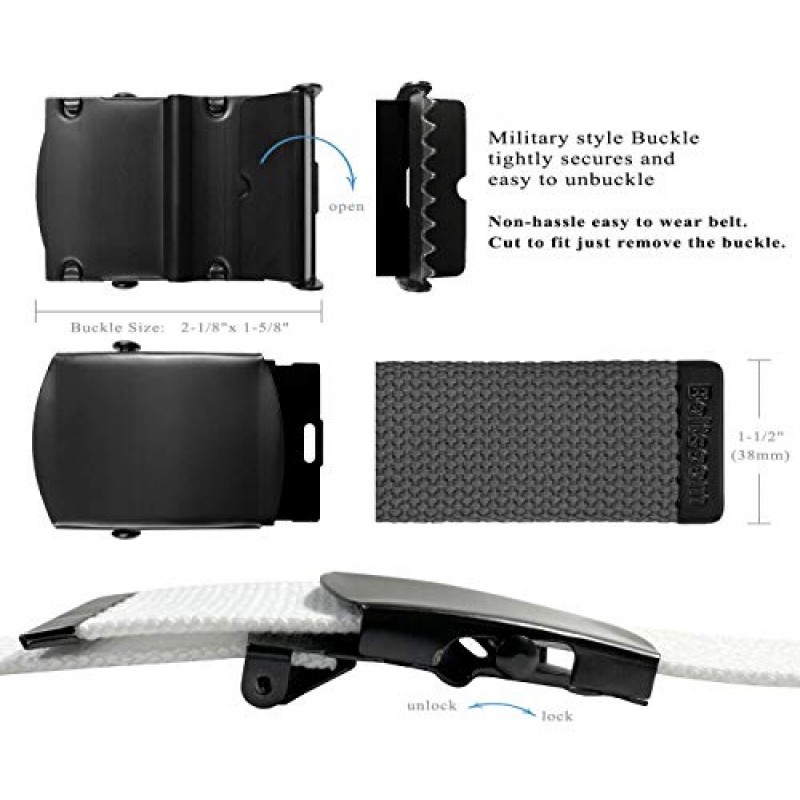 군용 벨트 캔버스 벨트 웹 벨트 비 가죽 벨트 프리 사이즈, 1-1/2