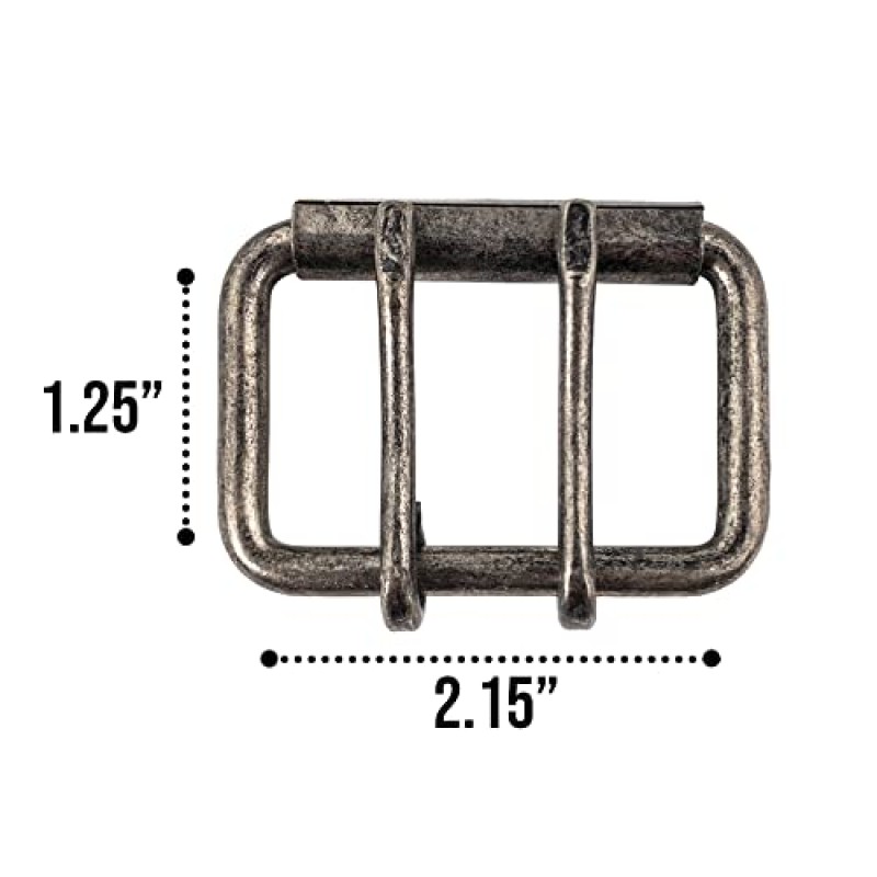 가죽 공예 공급 창고, (2인치 벨트 더블 프롱 버클 교체 러스틱(54mm) - 앤티크 니켈