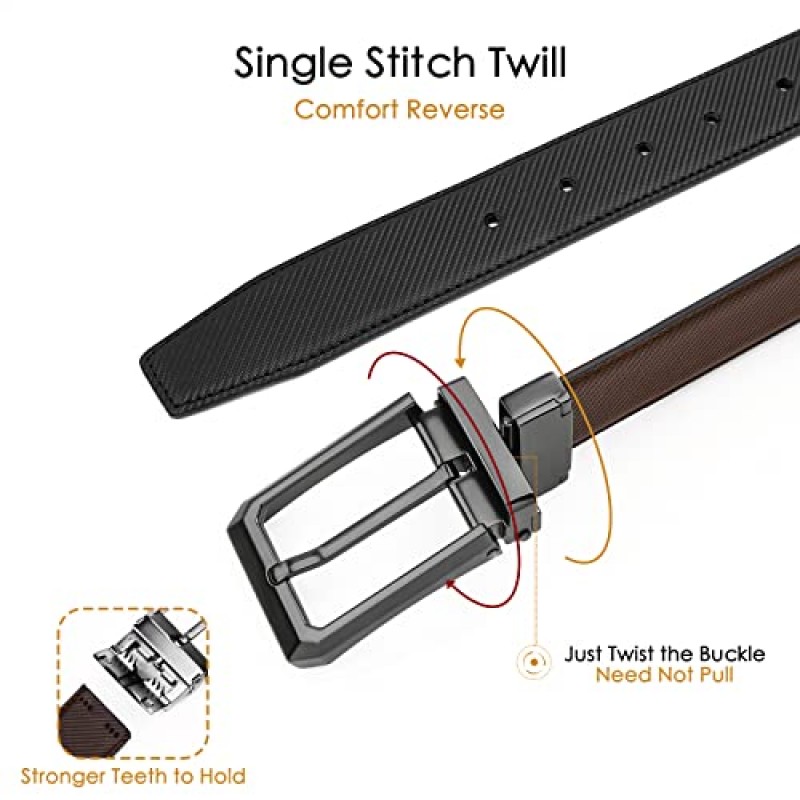 남성용 티토샤 가죽 리버서블 벨트, 남성용 투인원 드레스 벨트 원 벨트 두 가지 색상