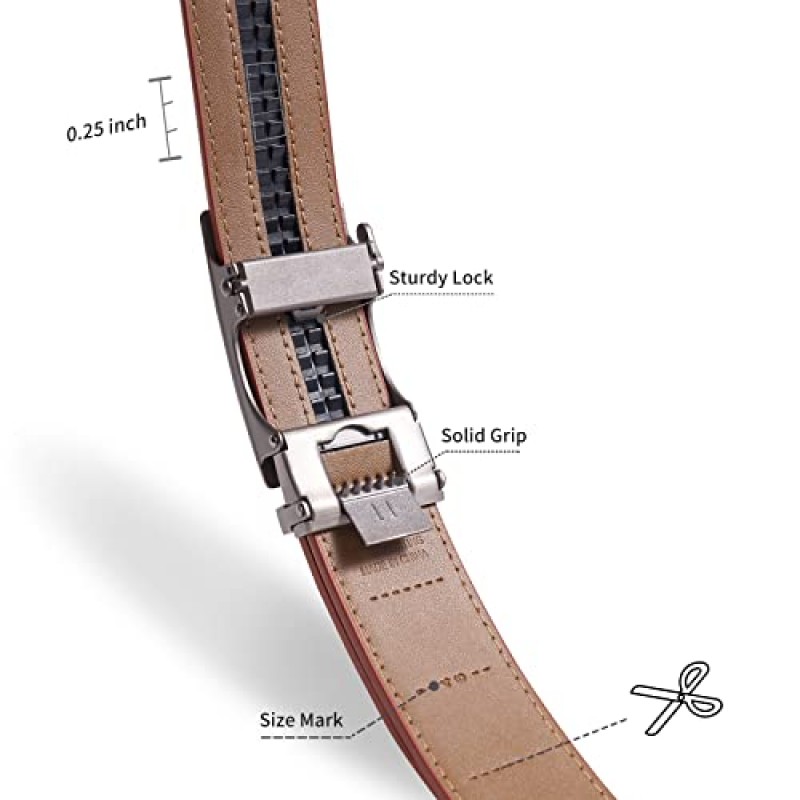 TANGCHAO 남성용 벨트, 남성용 래칫 벨트 - 남성용 정품 가죽 벨트 1 3/8