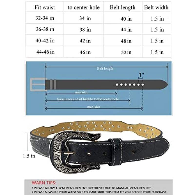 URAMAN 남성용 웨스턴 벨트 카우보이 컨트리 콘초 가죽 벨트 청바지 바지 로데오