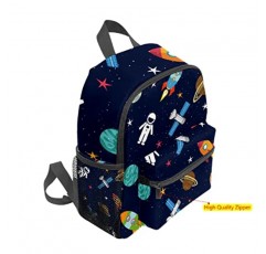 소년 소녀를위한 ZXIVGOQFR Schoolbag 귀여운 아이의 유아 배낭 공간 별 행성 로켓 어린이 가방