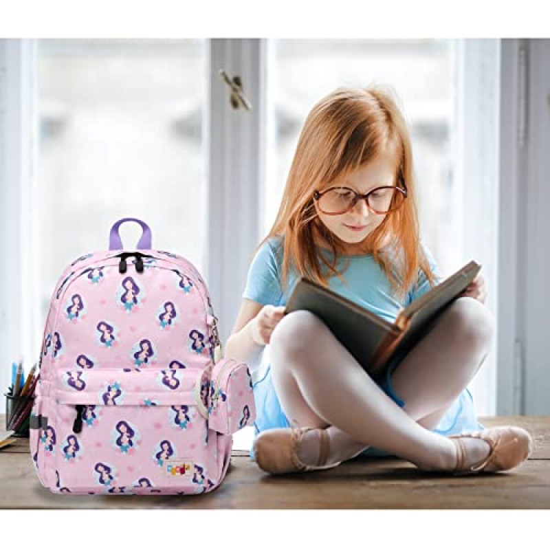 MIRLEWAIY 작은 어린이 배낭 어린이 동전 주머니, 라이트 블루, 유니콘과 소녀를위한 유치원 귀여운 유아 학교 가방
