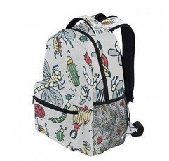 Senya 학교 대학 배낭 배낭 여행 Bookbag 패션 백 팩 지갑 도난 방지 숄더 백 여성 남성 (곤충 여름)