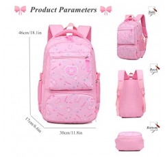 3Pcs 예쁜 여자 배낭 세트 학교 초등학교 초등학교 가방 Bookbags, 점심 가방 및 연필 케이스